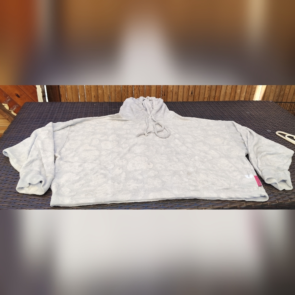 Acne Studio Light Gray Patterned Cropped Hoodie